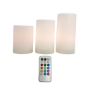 1er prix !! 3 bougies pilier LED avec télécommande corps rond finition PLASTIQUE