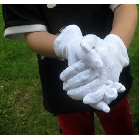 Gants blancs de coton en taille enfants soin des mains
