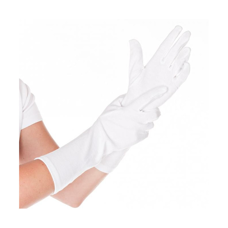 Gants blancs coton au poignet long pour couvrir l'avant-bras