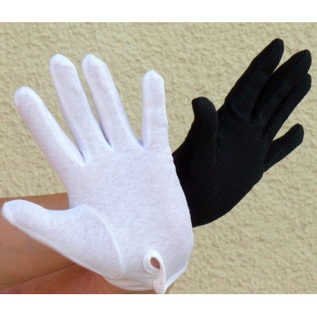 Gants blancs et gants noirs de coton avec points antiglisse