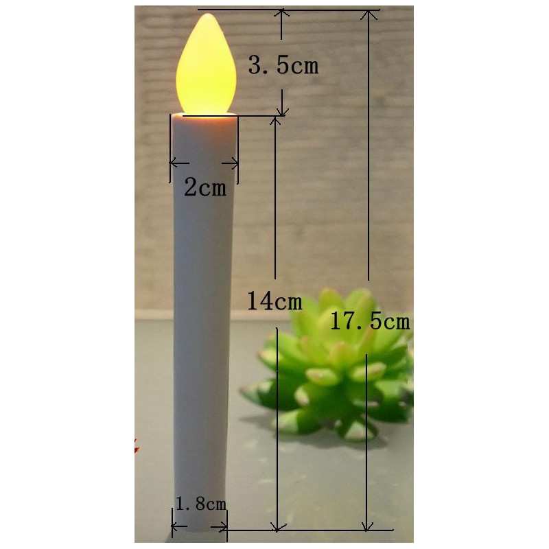 24 Pcs LED Bougies coniques sans flamme, flamme vacillante jaune chaud  (D-583-A)